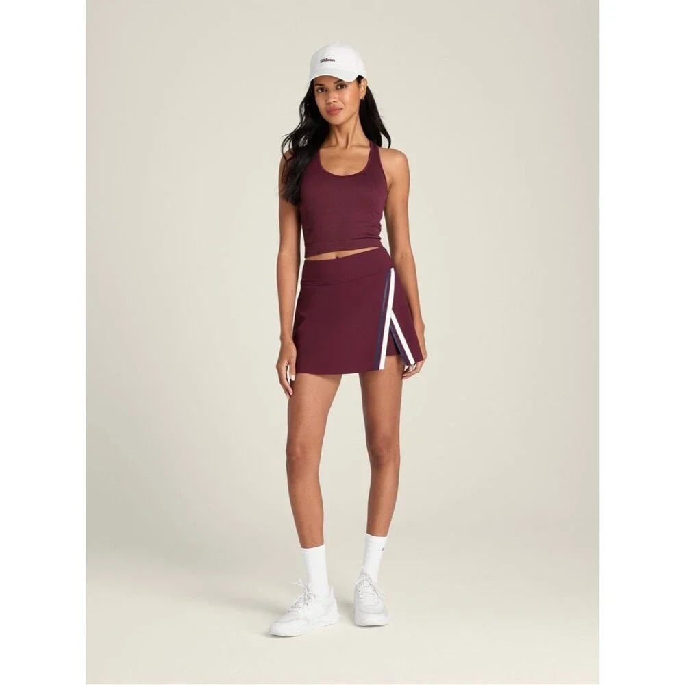 NWT Wilson Slice Skirt Size XS Port Royal Burgundy Classic Navy Lined Tennis